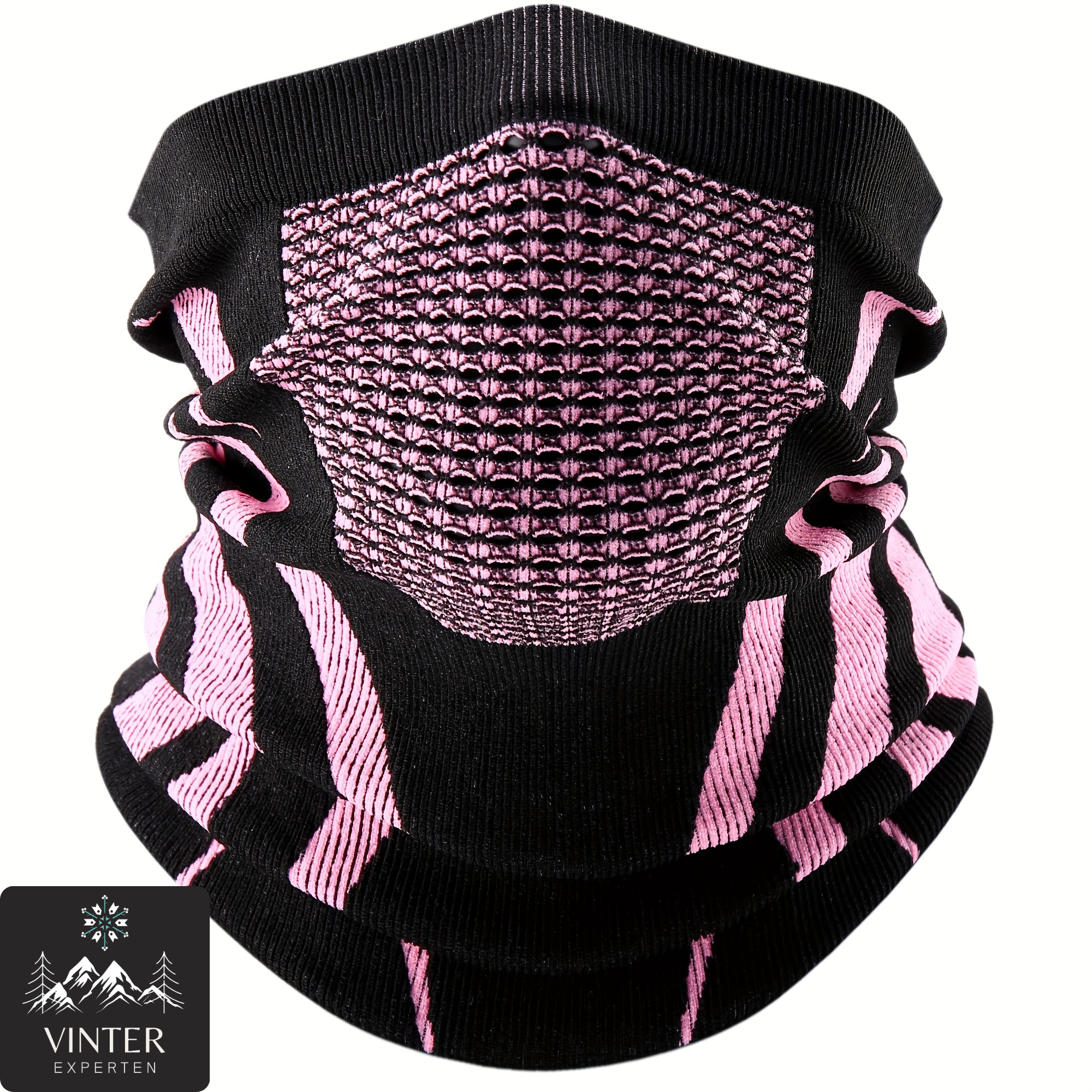 Rosa vinter halsduk från Vinterexperten, designad med ventilerande material och ergonomisk passform för värme och komfort under kalla dagar.